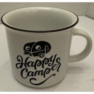 Happy Camper Coffee Mug by Crofton Ceramic Camp Fire‎ Mug 12.5 oz Enamal Look